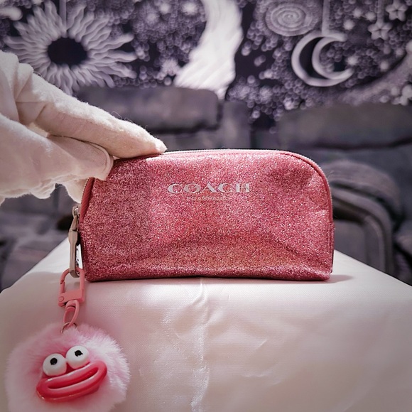 Coach Glittery Pink Coin Pouch make up pouch - Picture 8 of 15